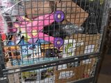 a cart full of stuff that is sitting on the floor