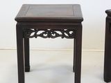 pair of antique chinese side tables with carved wood tops