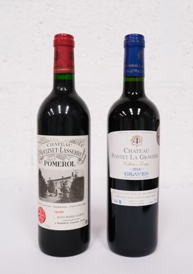 deux bouteilles de vin rouge posées l'une à côté de l'autre sur une surface blanche