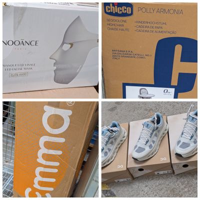 de nombreuses photos différentes de chaussures exposées dans un magasin