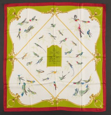an image of a square scarf with birds on it