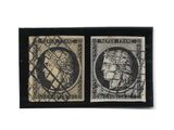 deux timbres avec la photo d'un homme et d'une femme