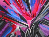 peinture abstraite représentant une fleur colorée sur fond noir
