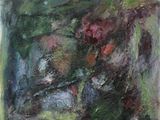 an oil painting of a painting of flowers in a vase on a table