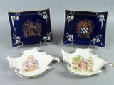 deux assiettes sur lesquelles figurent les portraits d'un garçon et d'une fille