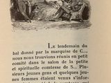 an old book with a picture of a man and a woman sitting on a bench