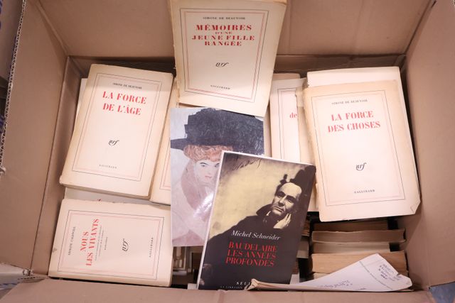 Lot de 4 cartons de littérature dont œuvres de Simone de BEAUVOIR...