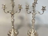 pair of antique silver plated candelabs