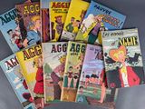 several vintage comic books are stacked on top of each other
