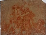 an old piece of paper with a drawing of a man on a horse