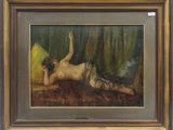 an image of a painting of a naked woman laying on a bed