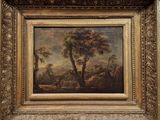 an image of a painting of a wooded landscape with cattle in the foreground