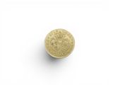 a gold coin on a white surface with a white background