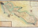 une vieille carte de l'île de Jersey, au milieu de l'Atlantique