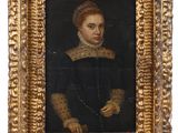 portrait of a woman in a black dress with a gold frame