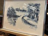 an image of a picture of a painting on a easel in a room