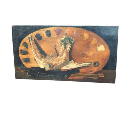 a picture of a painting of a bird on a palette