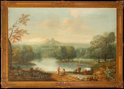 Grand paysage lacustre - Paolo Anesi, attribué, XVIIIe siècl…