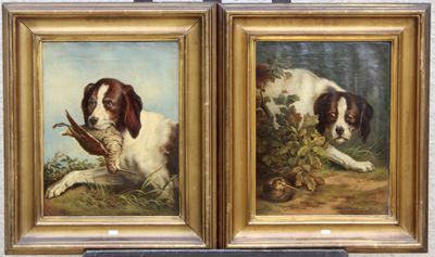 Gustave ZICK (1809-1886) : Chien et bécasse, deux huiles sur…