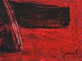 a painting of a red and black painting on the wall