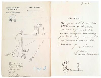 un vieux livre sur lequel figure le dessin d'un homme et d'un chien