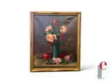 une photo d'un tableau représentant des roses dans un vase