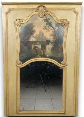 une image représentant un miroir orné d'une peinture, dans une pièce