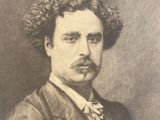 an old black and white photo of a man with curly hair