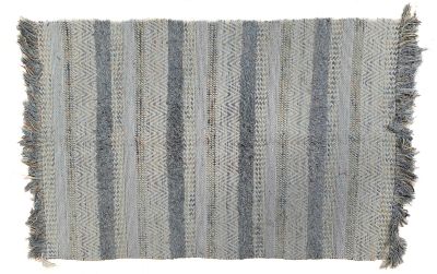 Tapis contemporain noué et tressé à la main à fond polychrom…