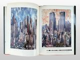 a picture of a book with a picture of a city in it