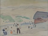 un tableau représentant un groupe de personnes dans la neige