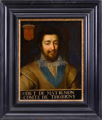 une peinture à l'huile représentant un homme barbu, dans un cadre noir