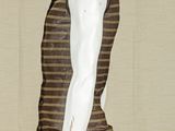 a mannequin wearing a brown striped vest on a white mannequin