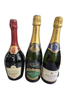 Lot de trois bouteilles de champagne comprenant : - Charles …