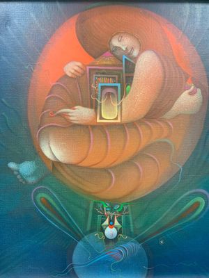 MEJIAS Alvaro: huile sur toile " L'indéfinissable amour ", S…