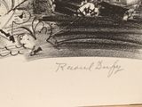 a black and white drawing of a man in a boat on the water