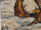 a painting of a sailboat in the water on the beach