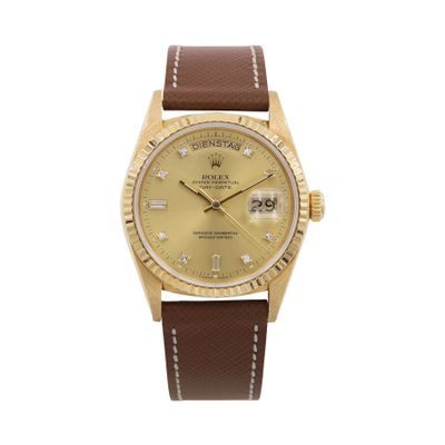 rolex day date 36mm 18k yellow gold diamond dial