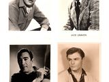 four black and white photos of men in suits and ties