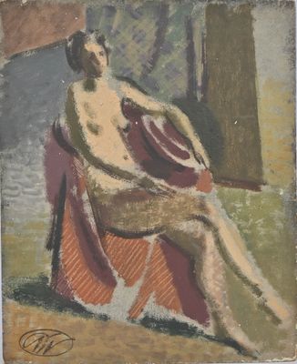an image of a painting of a woman sitting in a chair