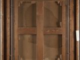 an old wooden window with a glass pane in the middle of it