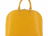 louis vu vu yellow leather bowler bag