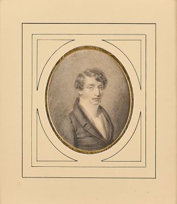 portrait d'un homme en costume-cravate dans un cadre blanc