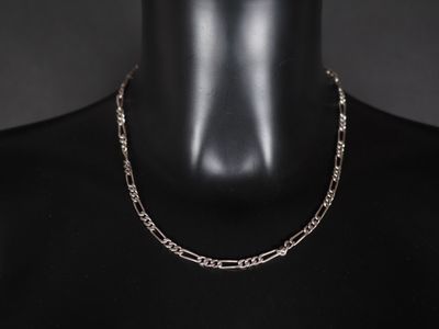 Collier souple en argent, maille figaro. Long. 45 cm