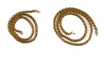 MONET vintage - 2 COLLIERS CHAÎNES en plaqué or à mailles im… - Photo 1