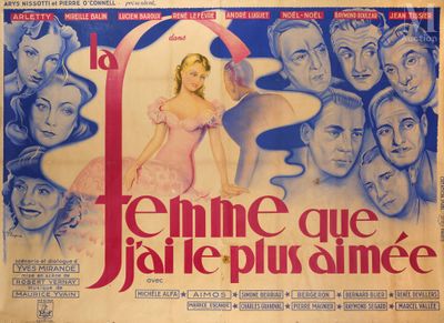 an old movie poster with a woman in a dress surrounded by other people