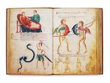 un vieux livre avec des illustrations représentant des personnes et des animaux