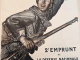 une vieille affiche représentant un homme tenant un fusil dans la main droite