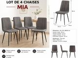 lot de 4 chaises Mia - lot de 4 chaises - lot de 4 chaises - lot de 4 chaises - lot de 4 chaises