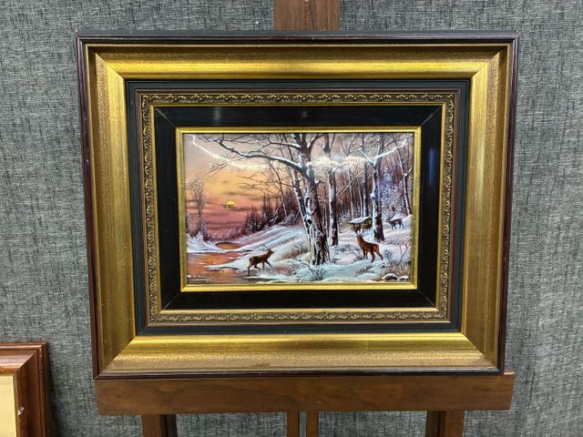 Émail de Limoges « Paysage d’hiver » Signé Jean BETROUNE. 16 X 24...